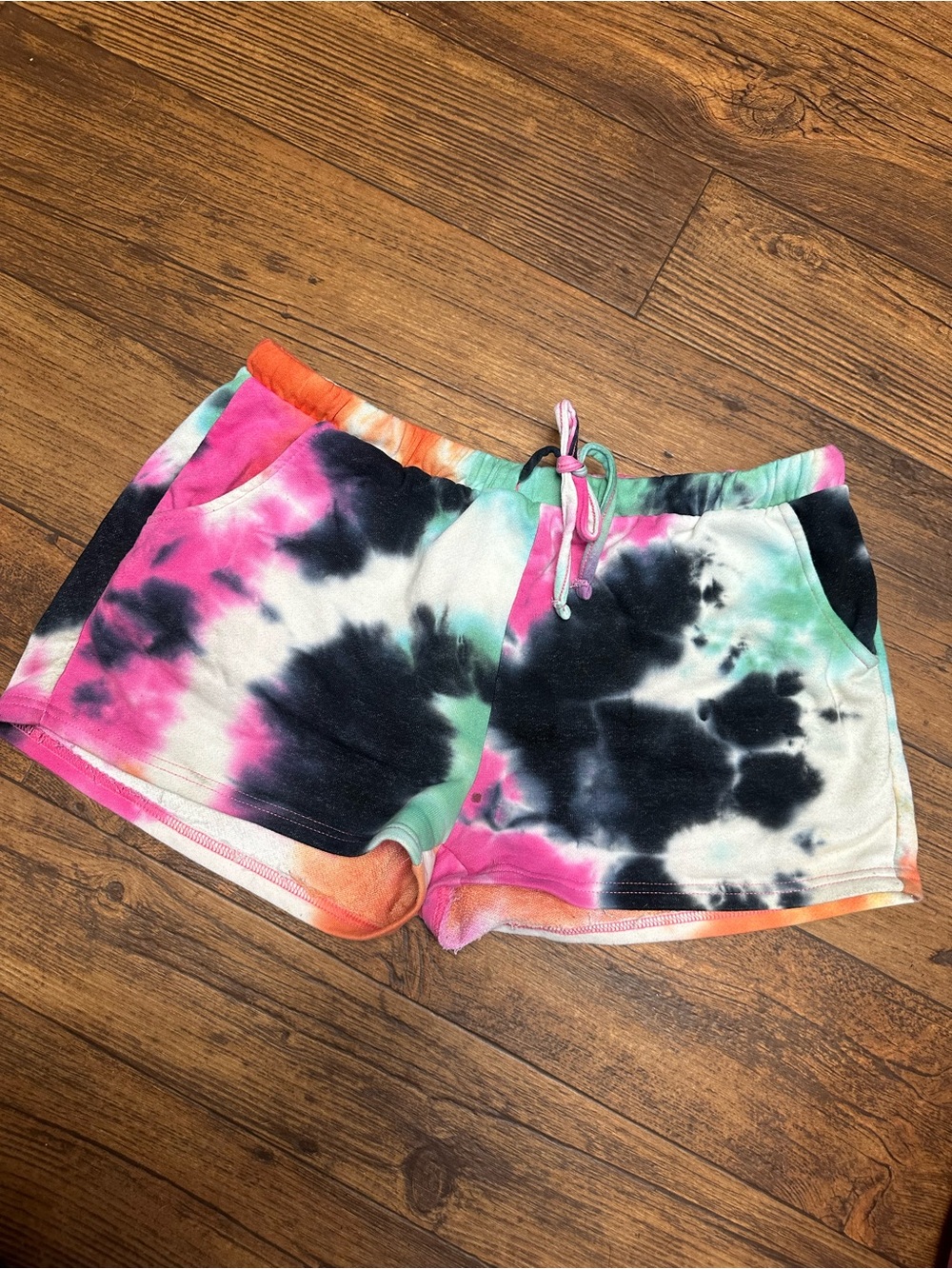 Tie-Dye Athletic Lounge Shorts with Drawstring